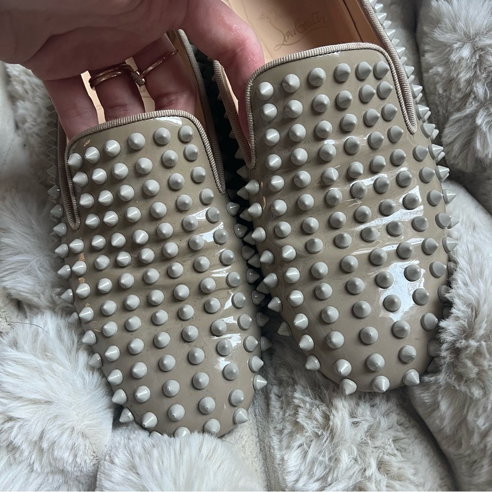 Christian Louboutin Taupe Studded Flats - Picture 5 of 7